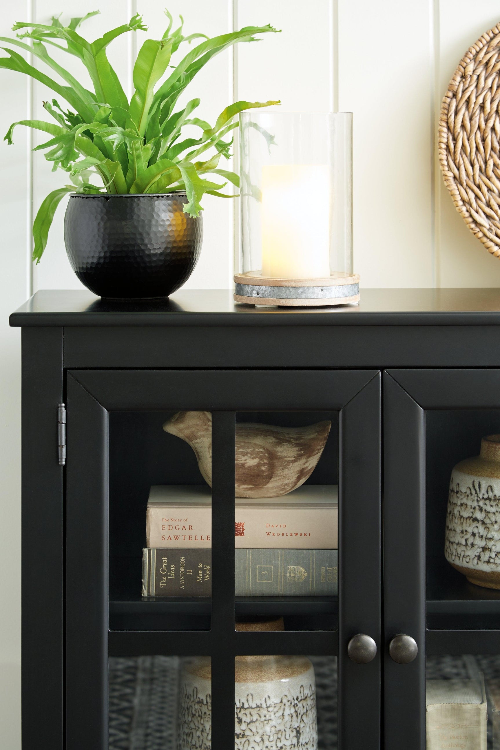 Nalinwood Black Accent Cabinet - Ella Furniture