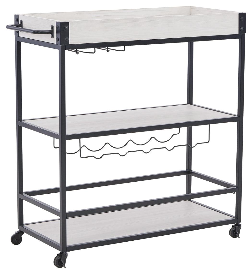 Bayflynn White/Black Bar Cart - Ella Furniture