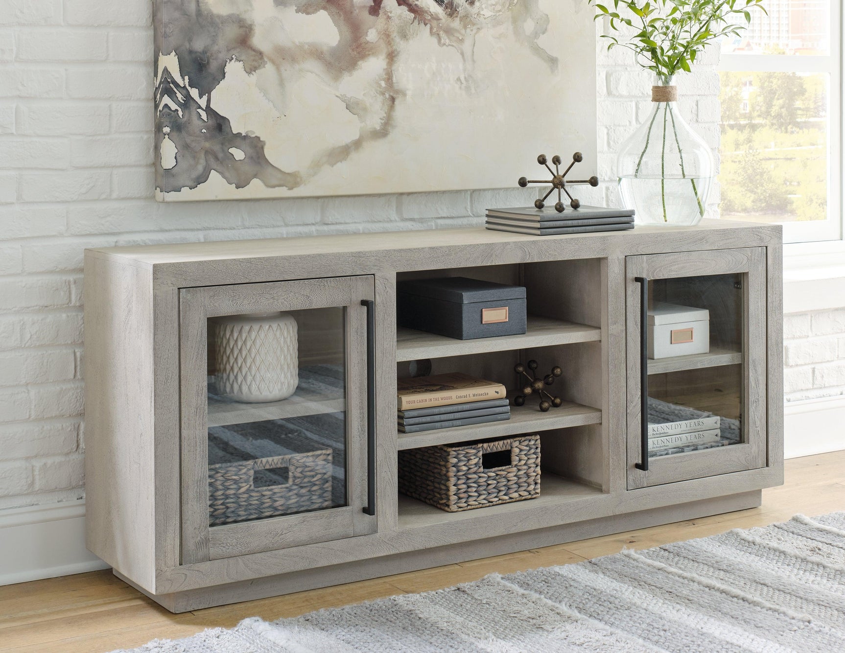 Lockthorne Warm Gray Accent Cabinet - Ella Furniture