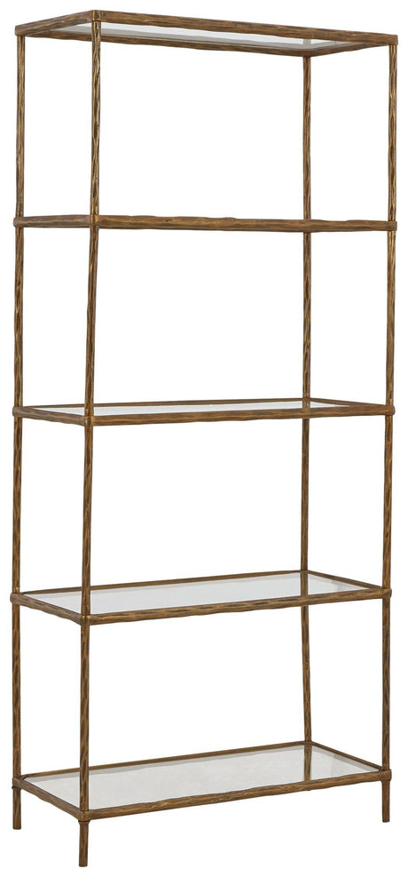 Ryandale Antique Brass Finish Bookcase - Ella Furniture