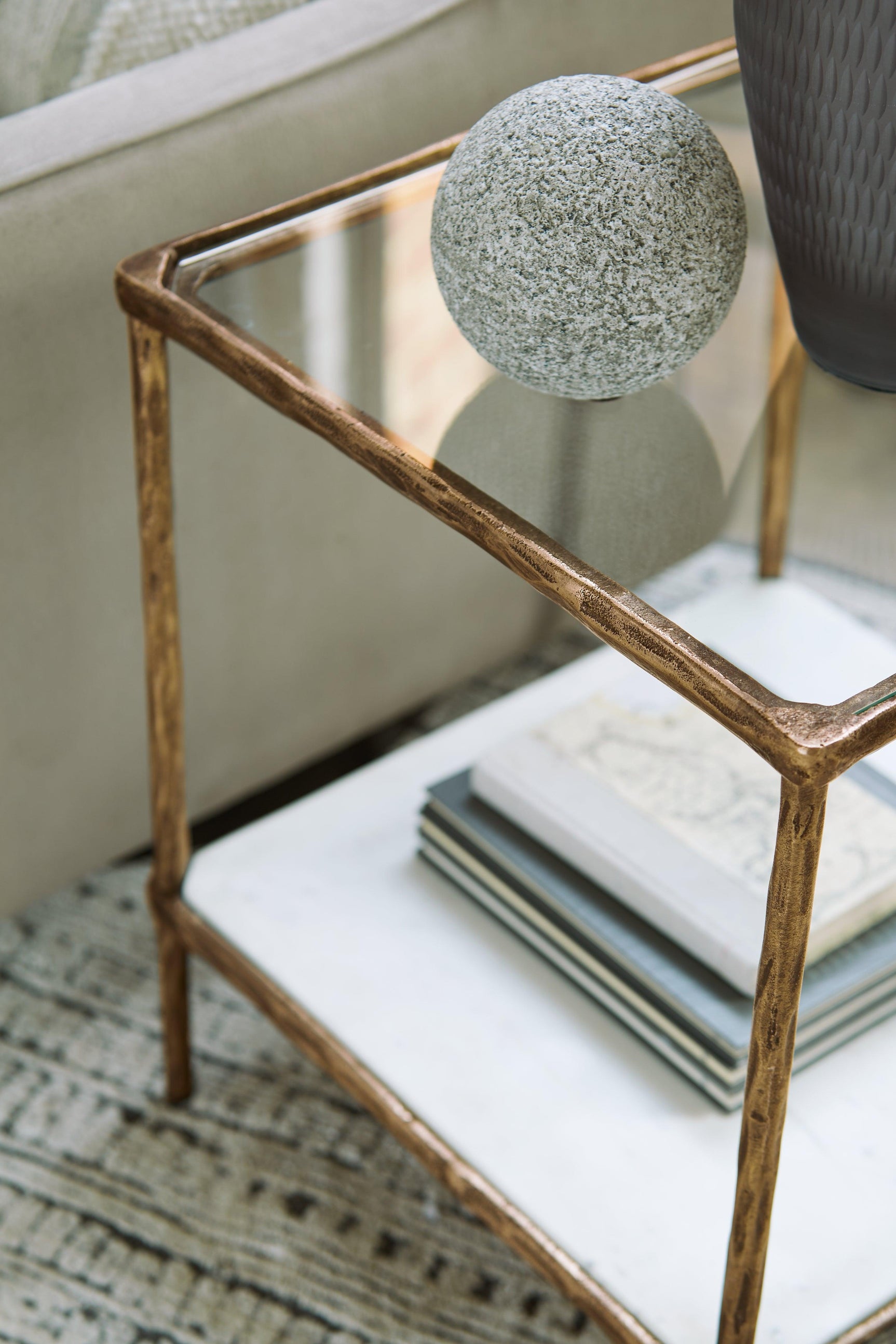 Ryandale Antique Brass Finish Accent Table - Ella Furniture