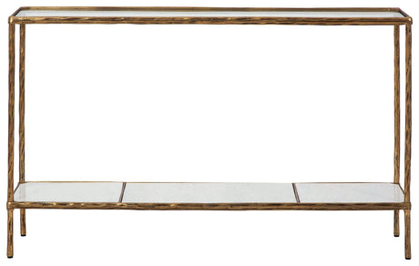 Ryandale Antique Brass Finish Console Sofa Table - Ella Furniture