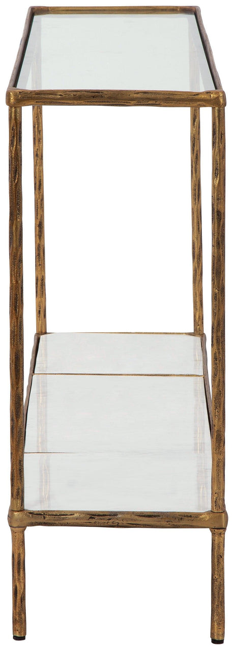 Ryandale Antique Brass Finish Console Sofa Table - Ella Furniture