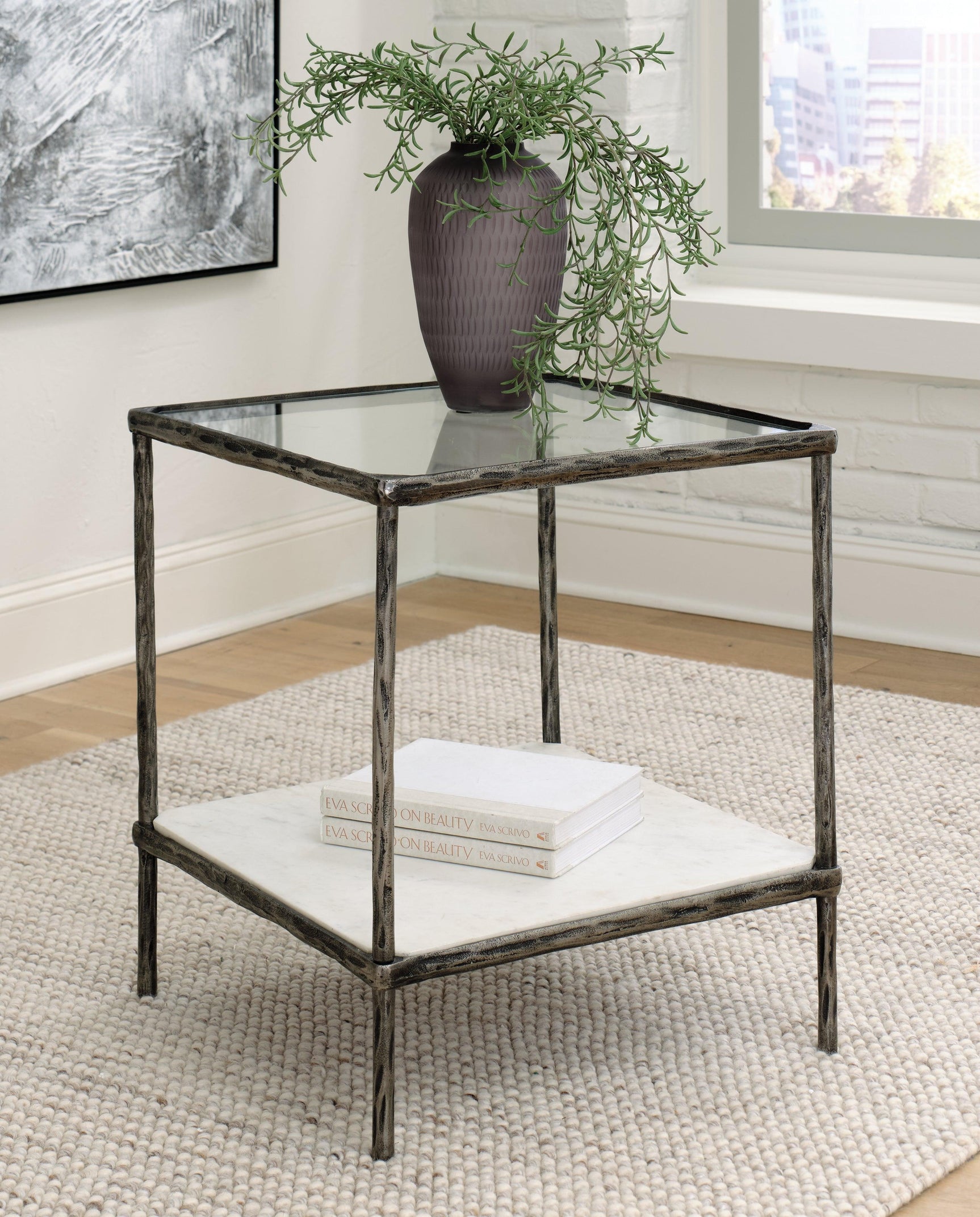 Ryandale Antique Pewter Finish Accent Table - Ella Furniture