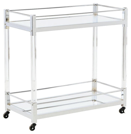 Chaseton Clear/silver Finish Bar Cart - Ella Furniture