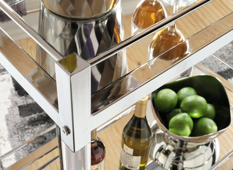 Chaseton Clear/silver Finish Bar Cart - Ella Furniture