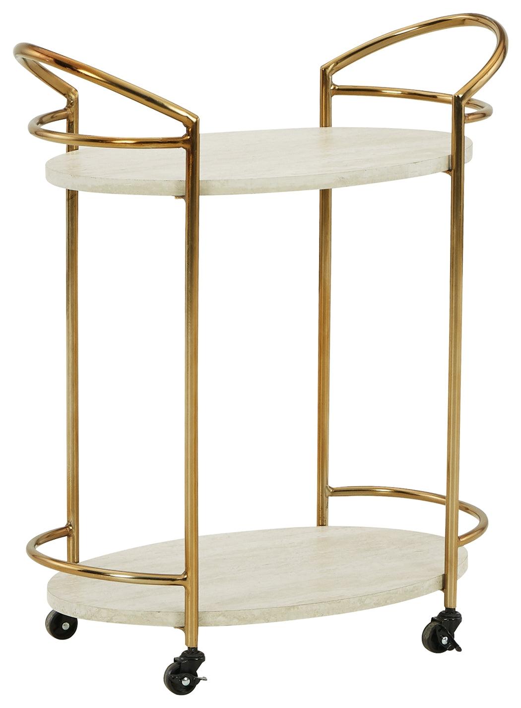 Tarica Cream/gold Finish Bar Cart - Ella Furniture