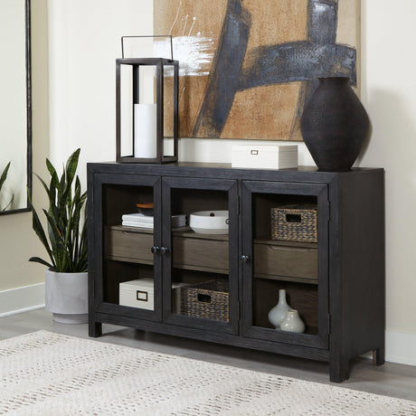 Lenston Black/gray Accent Cabinet - Ella Furniture