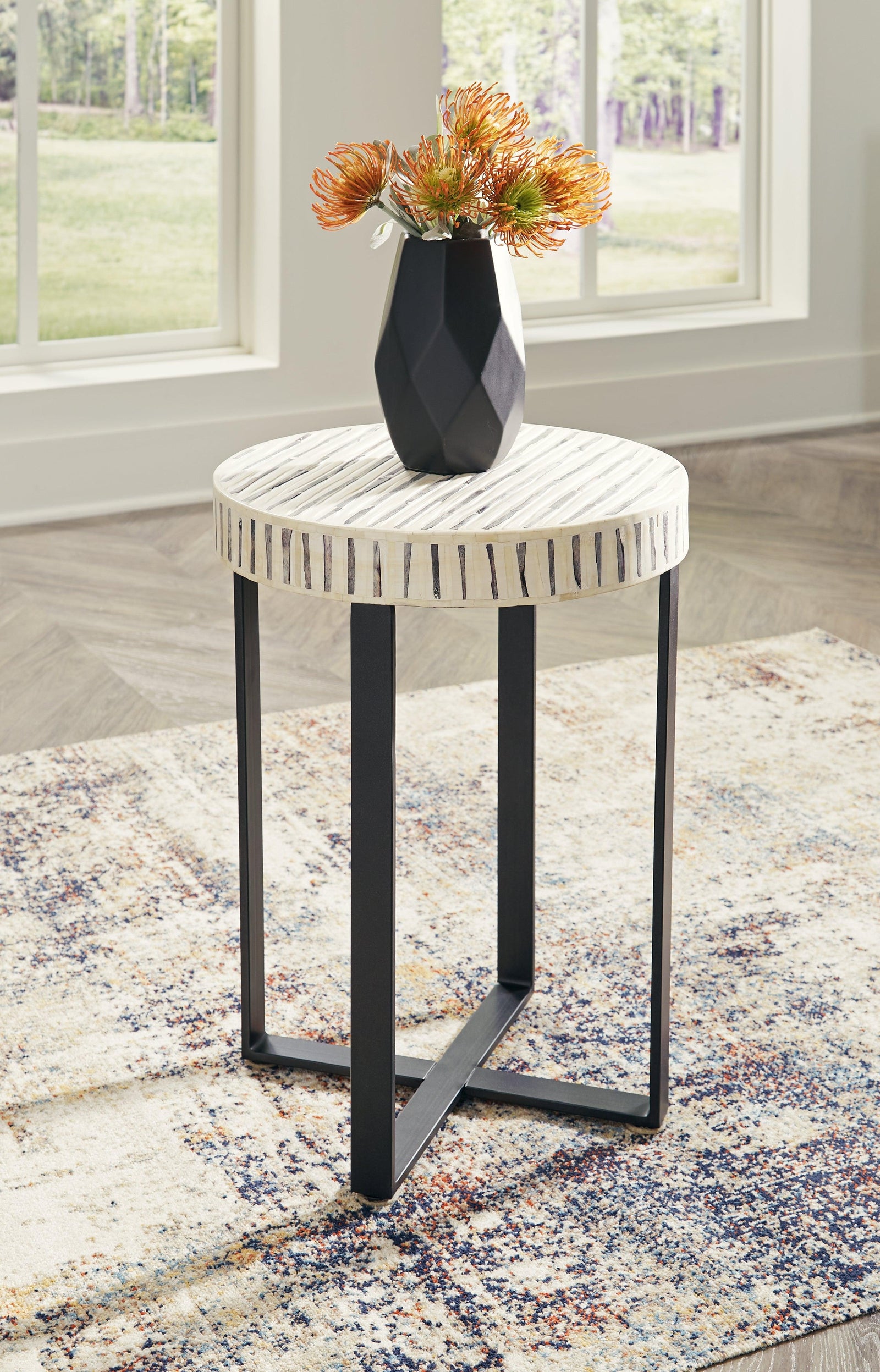 Crewridge Black/cream Accent Table - Ella Furniture