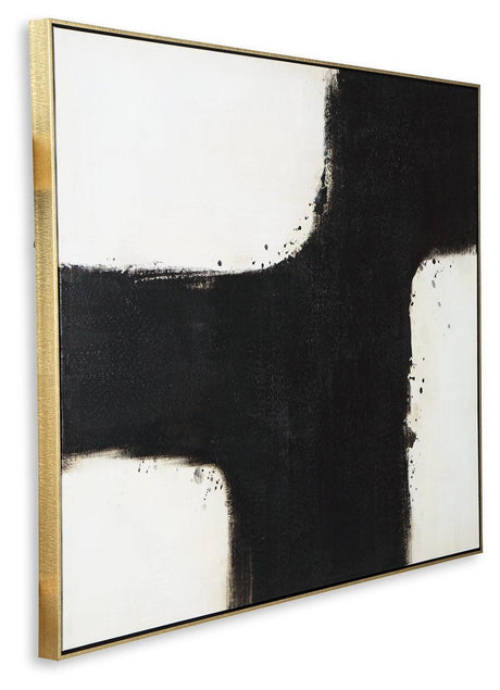 Reighlea Black/White Wall Art - Ella Furniture