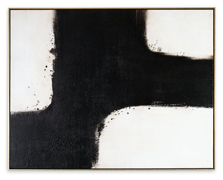 Reighlea Black/White Wall Art - Ella Furniture