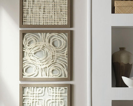 Odella cream and taupe wall decor set of 3 front view