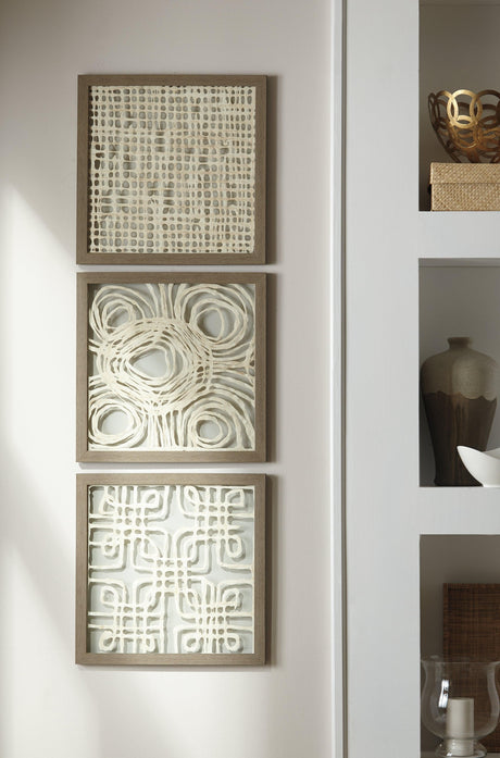 Odella framed paper cutout artwork in cream and taupe close-up