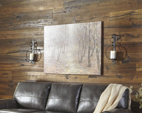 Ogaleesha bronze-tone wall sconce installed on wall