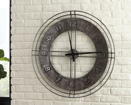 Ana Sofia Antique Gray 36-inch Metal Wall Clock front view