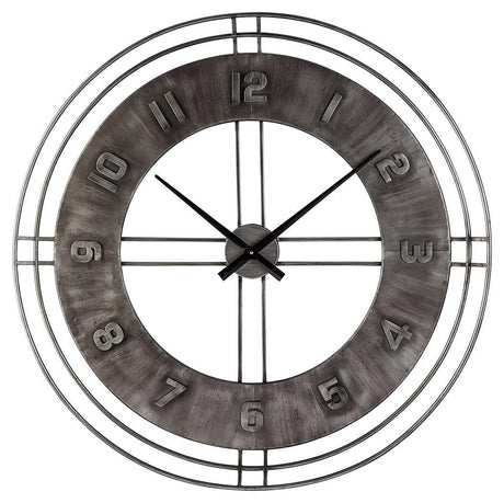 Ana Sofia Antique Gray Wall Clock side angle showing distressed finish