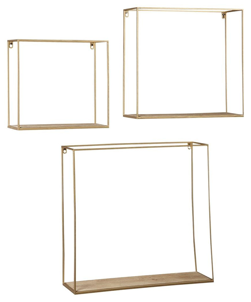 Efharis Natural/gold Finish Wall Shelf (Set Of 3) - Ella Furniture
