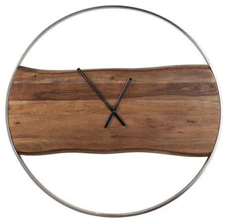 Panchali Brown/silver Finish Wall Clock - Ella Furniture