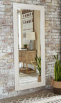 Jacee Antique White Floor Mirror - Ella Furniture