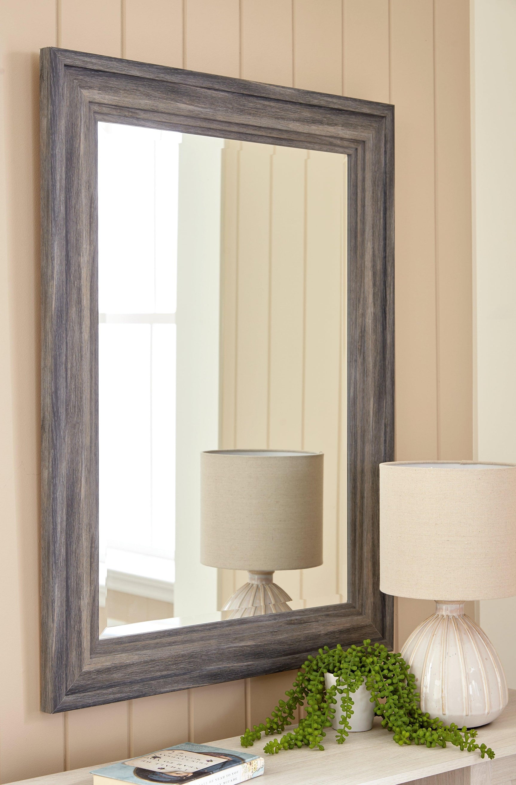 Jacee Antique Gray Accent Mirror - Ella Furniture