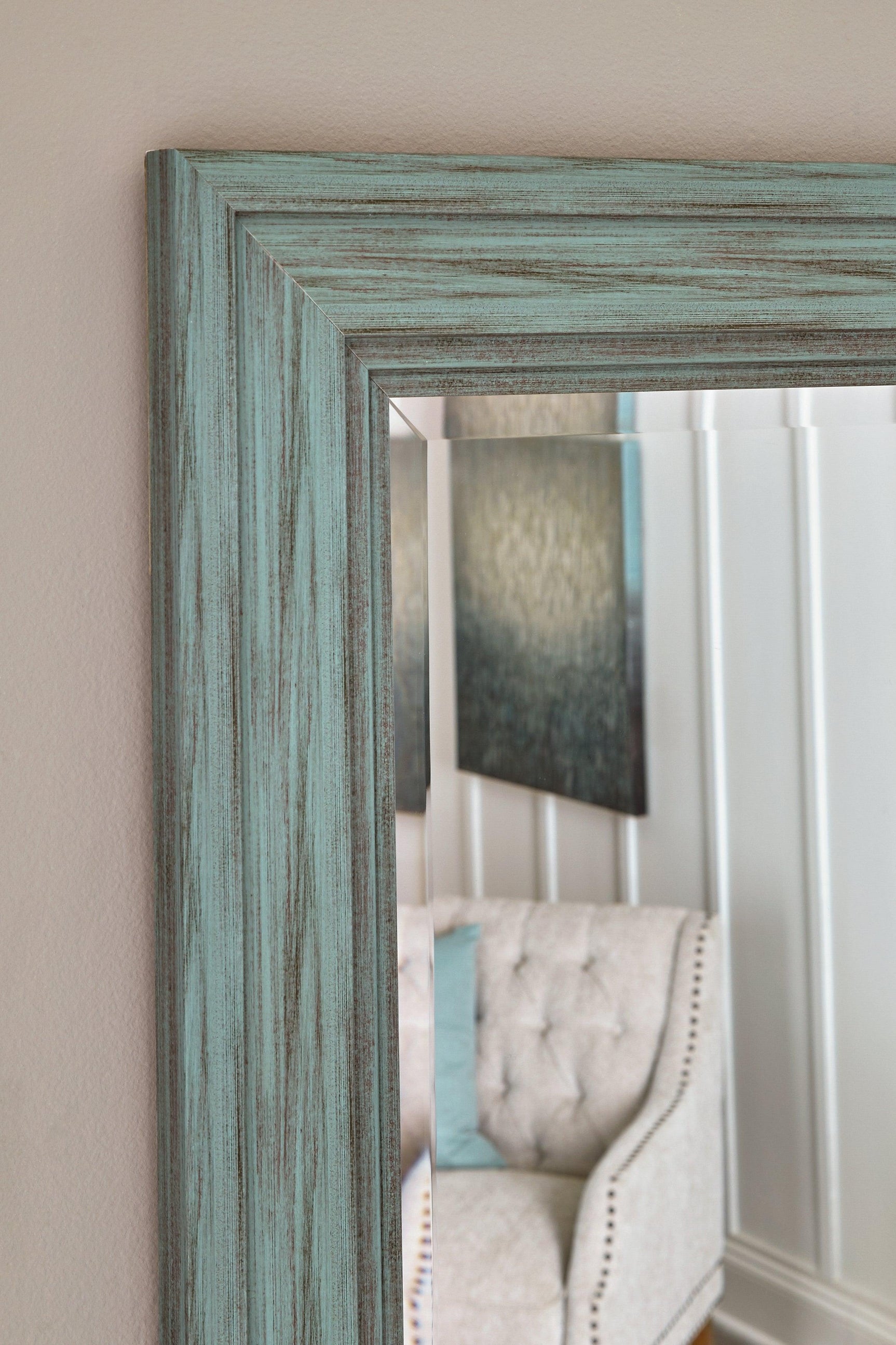 Jacee Antique Teal Floor Mirror - Ella Furniture