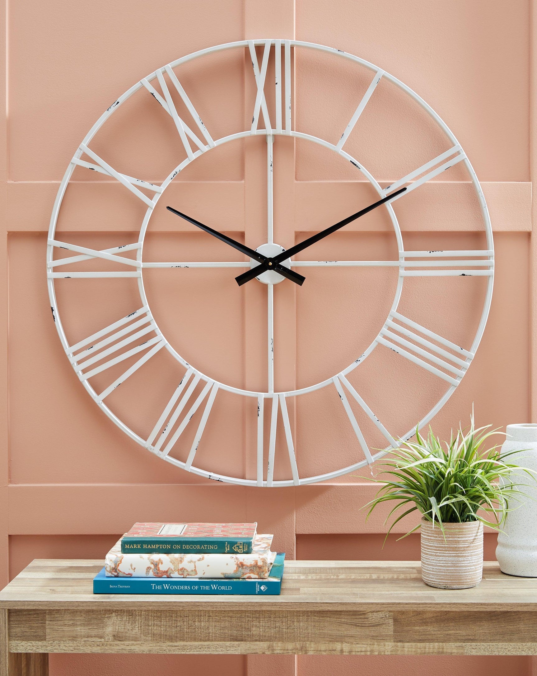 Paquita Antique White Wall Clock - Ella Furniture