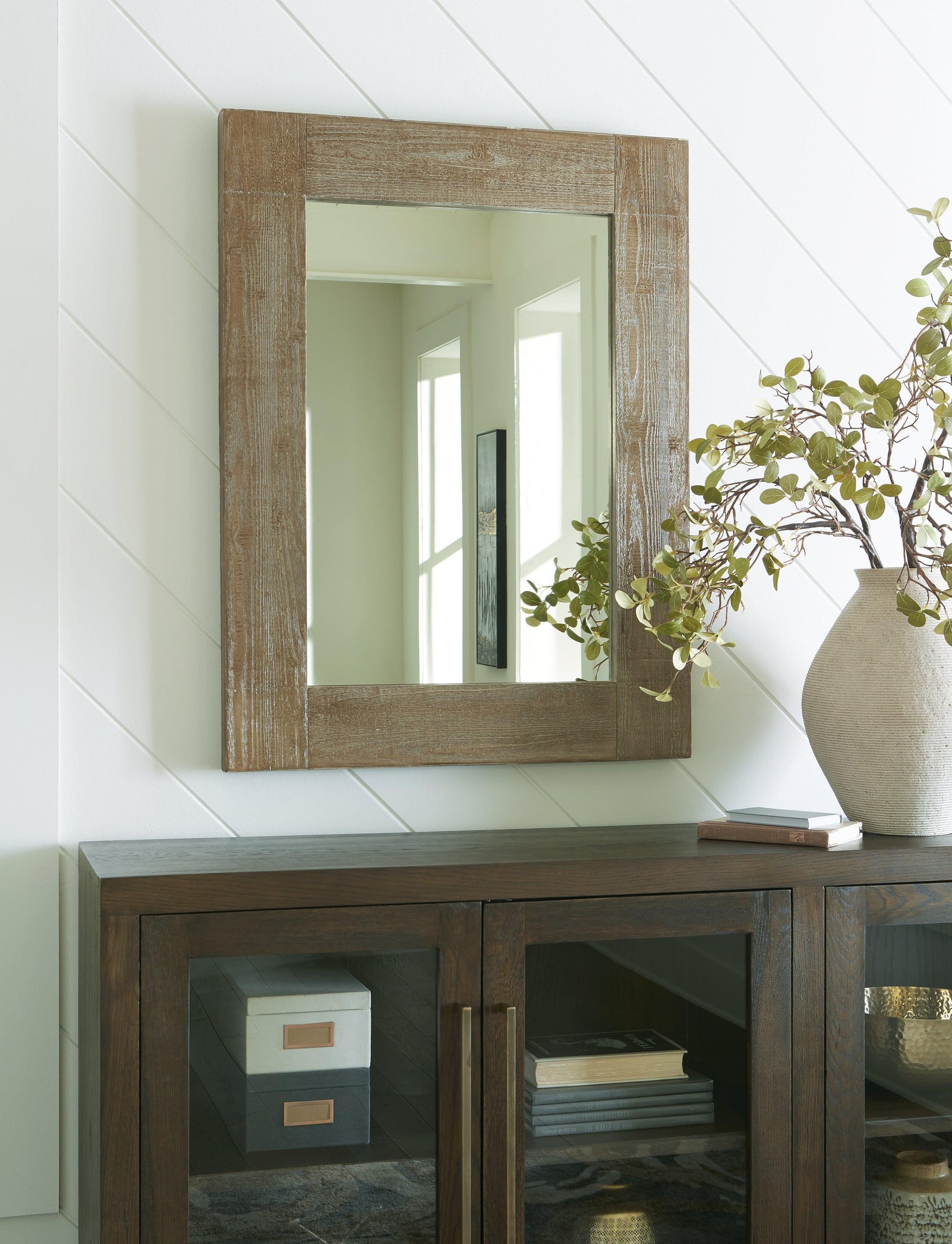 Waltleigh Distressed Brown Accent Mirror - Ella Furniture