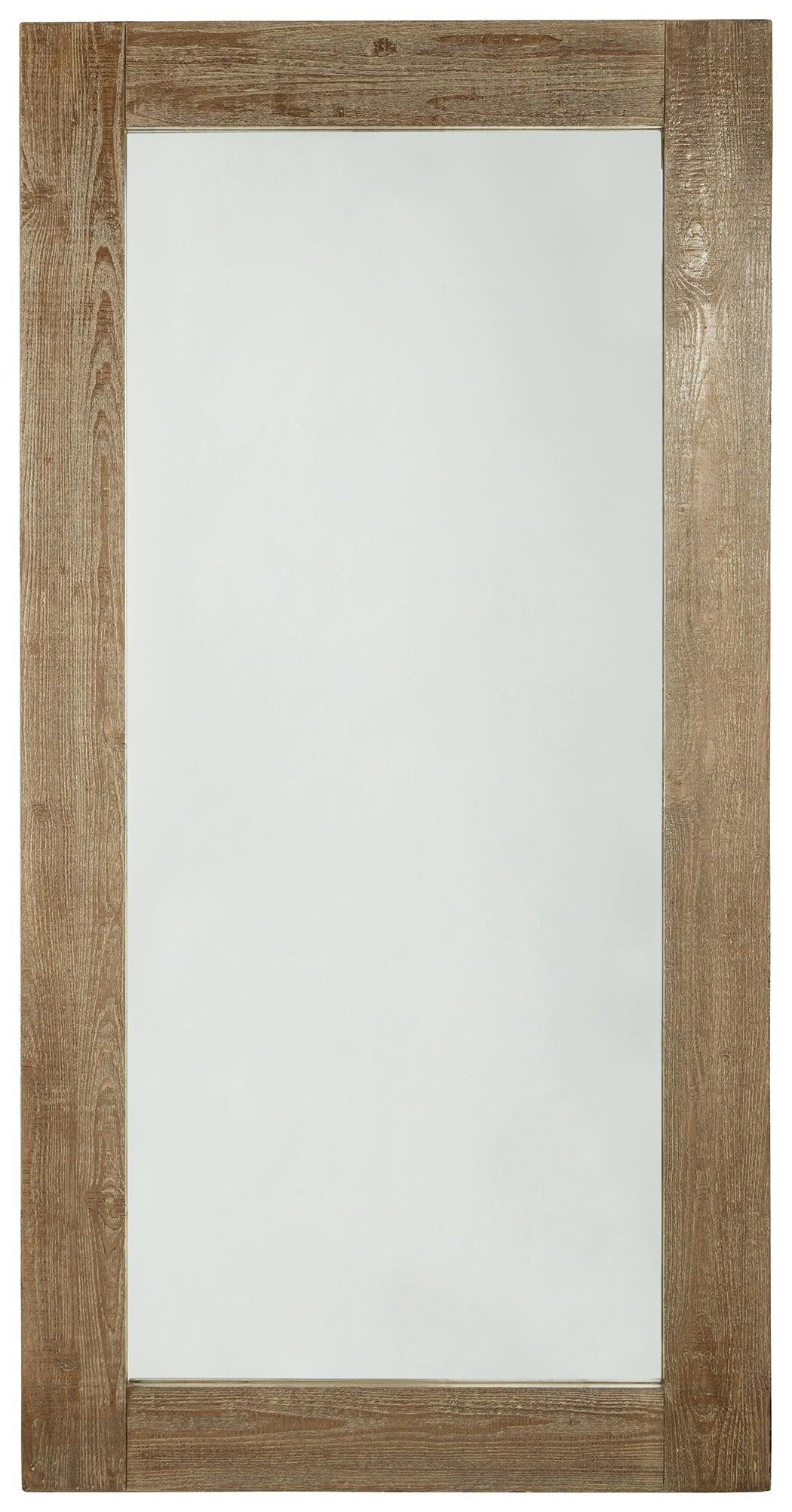 Waltleigh Distressed Brown Floor Mirror - Ella Furniture