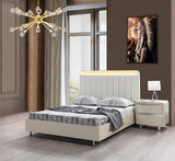 Hailey Cream High Gloss Lacquer 4 Pc Queen Bedroom Set - Ella Furniture