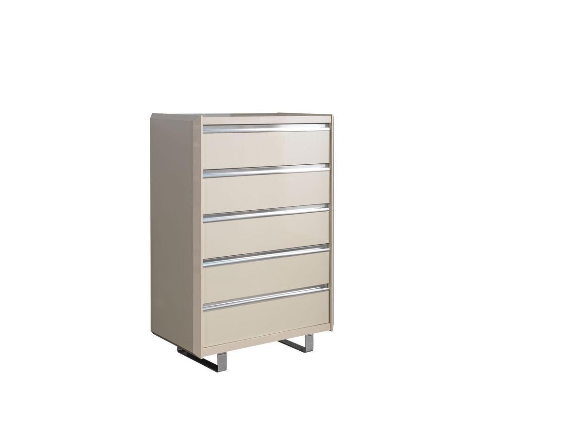 Hailey Cream High Gloss Lacquer 4 Pc Queen Bedroom Set - Ella Furniture