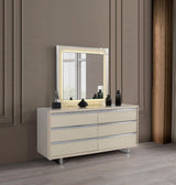 Hailey Cream High Gloss Lacquer 4 Pc Queen Bedroom Set - Ella Furniture