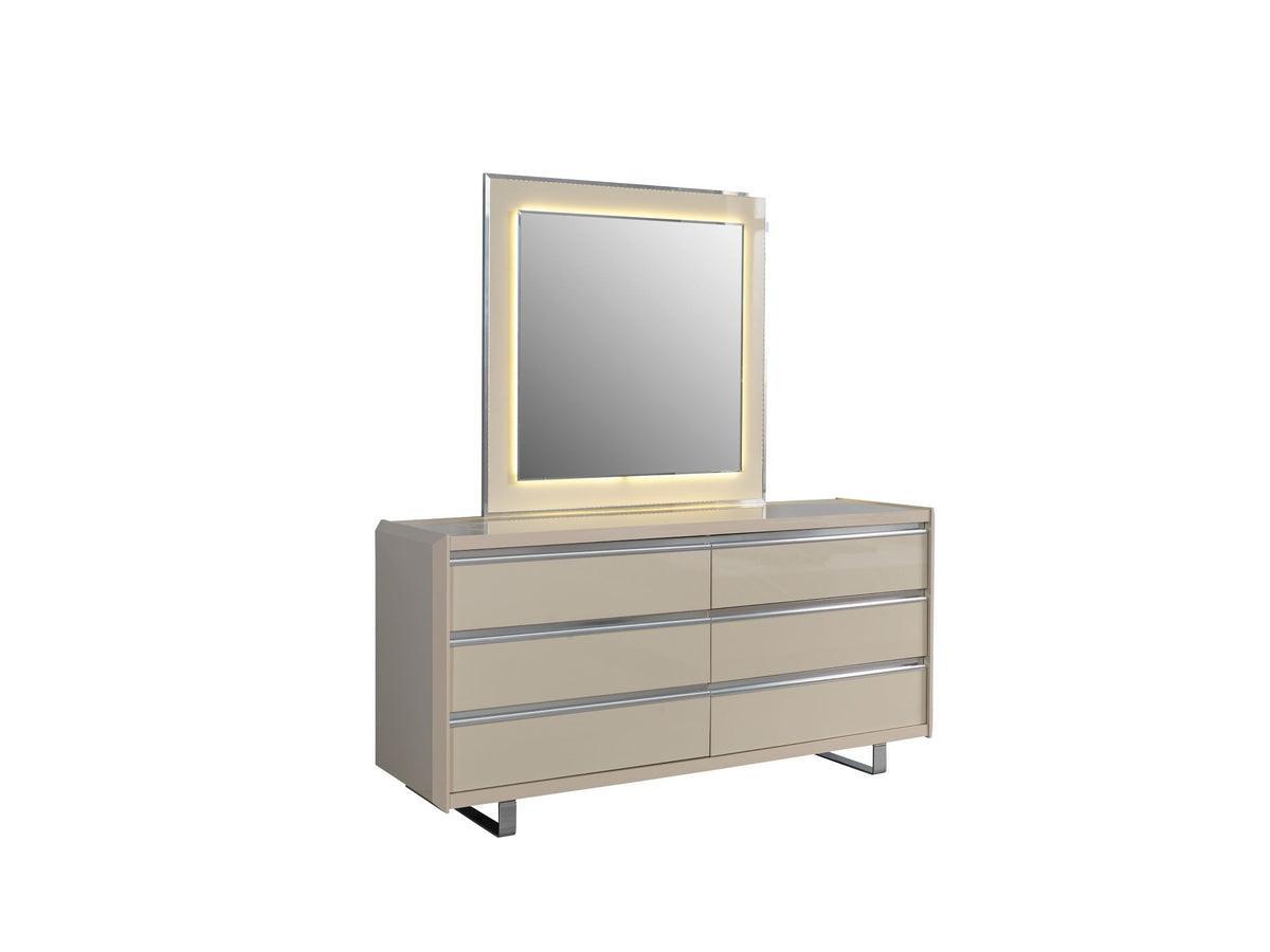 Hailey Cream High Gloss Lacquer 4 Pc Queen Bedroom Set - Ella Furniture