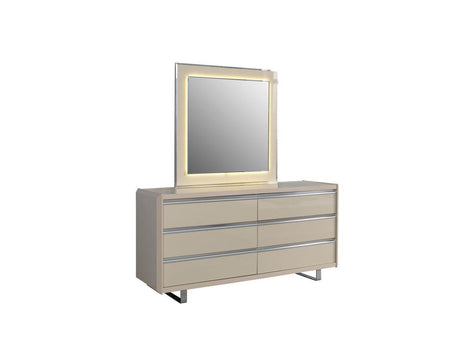 Hailey Cream High Gloss Lacquer 4 Pc Queen Bedroom Set - Ella Furniture
