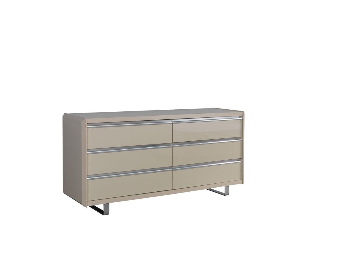 Hailey Cream High Gloss Lacquer 4 Pc Queen Bedroom Set - Ella Furniture
