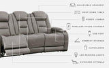 The Man-den Gray Leather Power Reclining Sofa - Ella Furniture