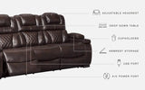 Warnerton Chocolate Faux Leather Power Reclining Sofa - Ella Furniture