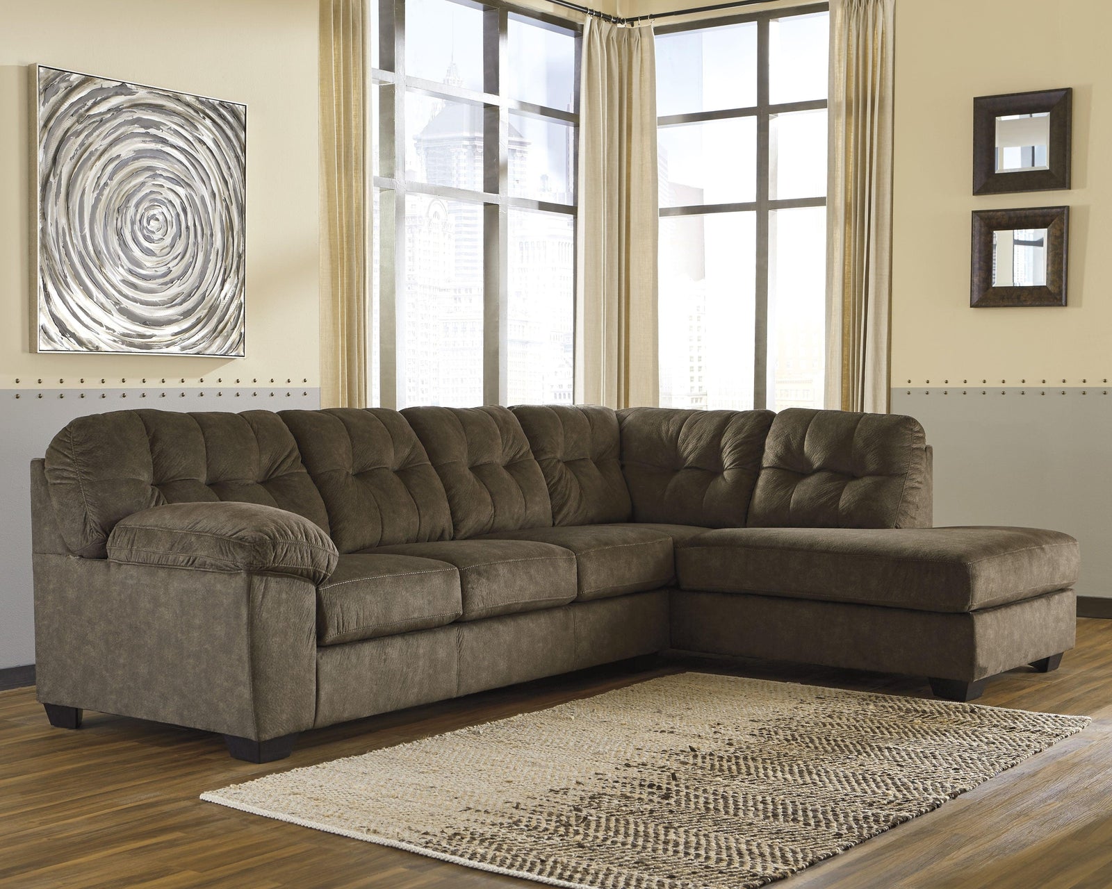 Accrington Earth Microfiber 2-Piece Sectional With Chaise - Ella Furniture
