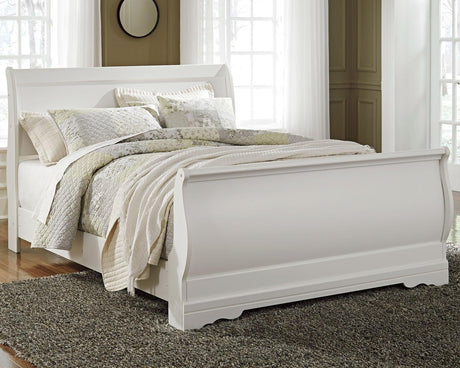 Anarasia White Queen Sleigh Bed - Ella Furniture