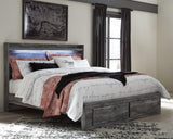 Baystorm Gray King Panel Bed With 2 Storage Drawers - Ella Furniture