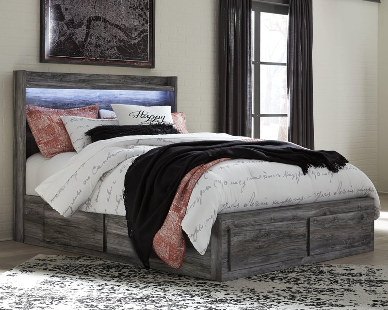 Baystorm Gray Queen Panel Bed With 4 Storage Drawers - Ella Furniture