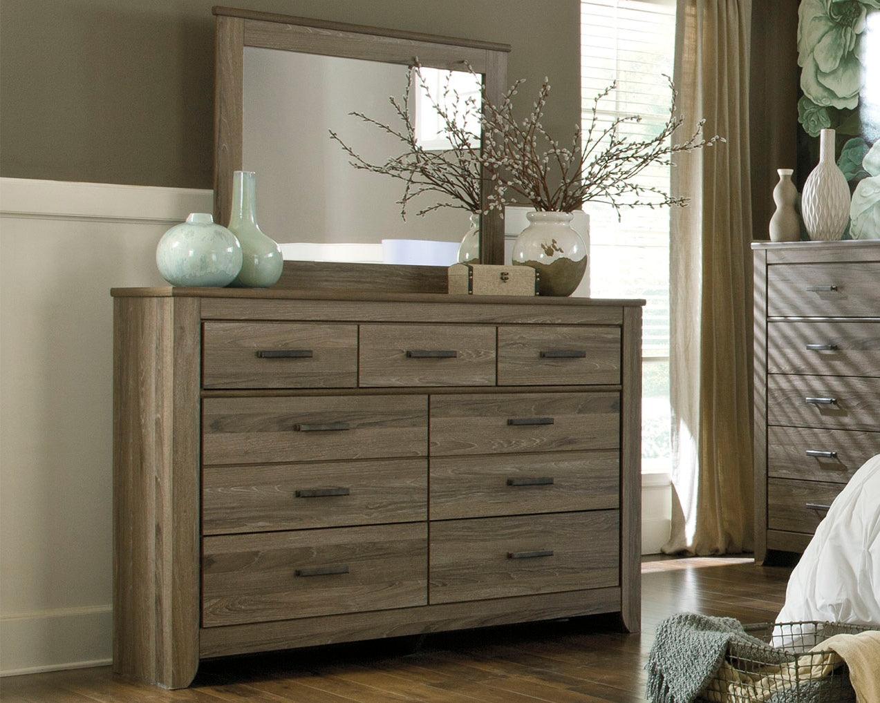 Zelen Warm Gray Dresser And Mirror - Ella Furniture