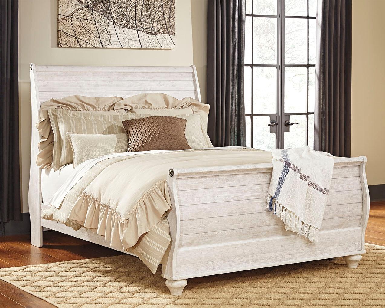 Willowton Whitewash Queen Sleigh Bed B267B4 - Ella Furniture