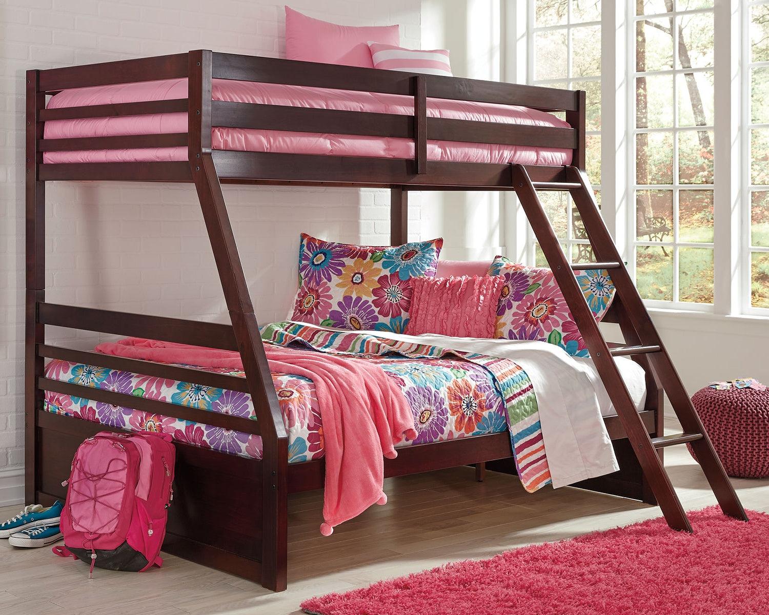Halanton Dark Brown Twin Over Full Bunk Bed - Ella Furniture