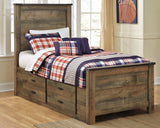 Trinell Brown Twin Panel Bed With 2 Storage Drawers - Ella Furniture