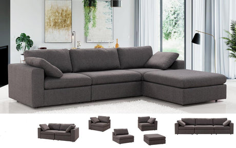 Penelope Smoke Ottoman - Ella Furniture
