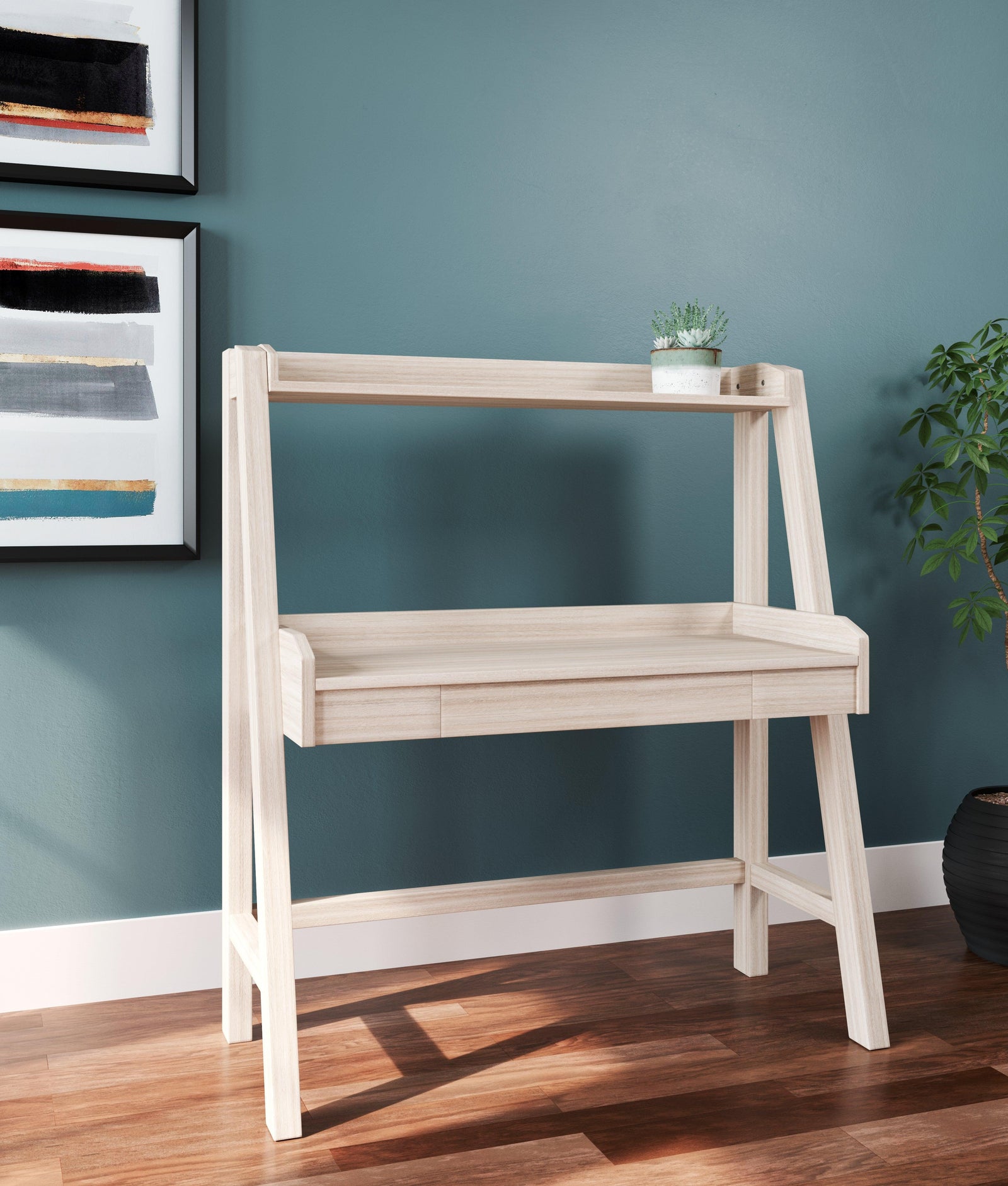 Blariden Natural Desk With Hutch - Ella Furniture