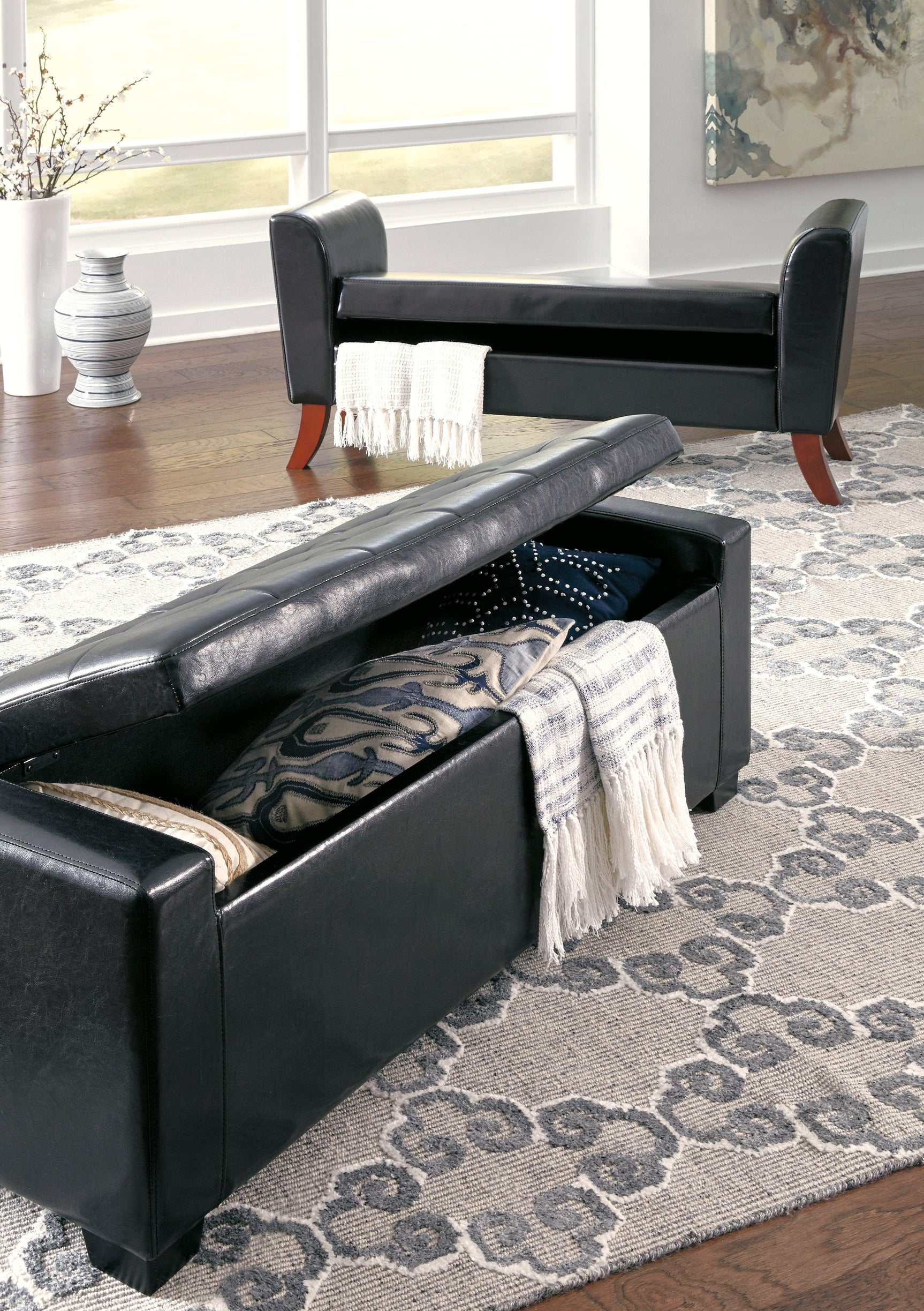 Benches Brown Upholstered Storage Bench - Ella Furniture