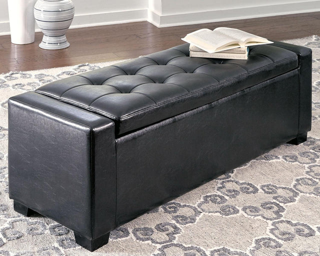 Benches Black Upholstered Storage Bench - Ella Furniture