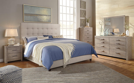 Dolante Beige Queen Upholstered Bed - Ella Furniture