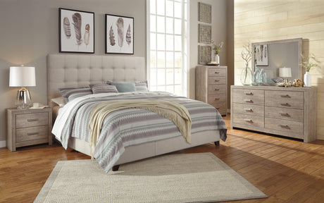 Dolante Beige King Upholstered Bed - Ella Furniture